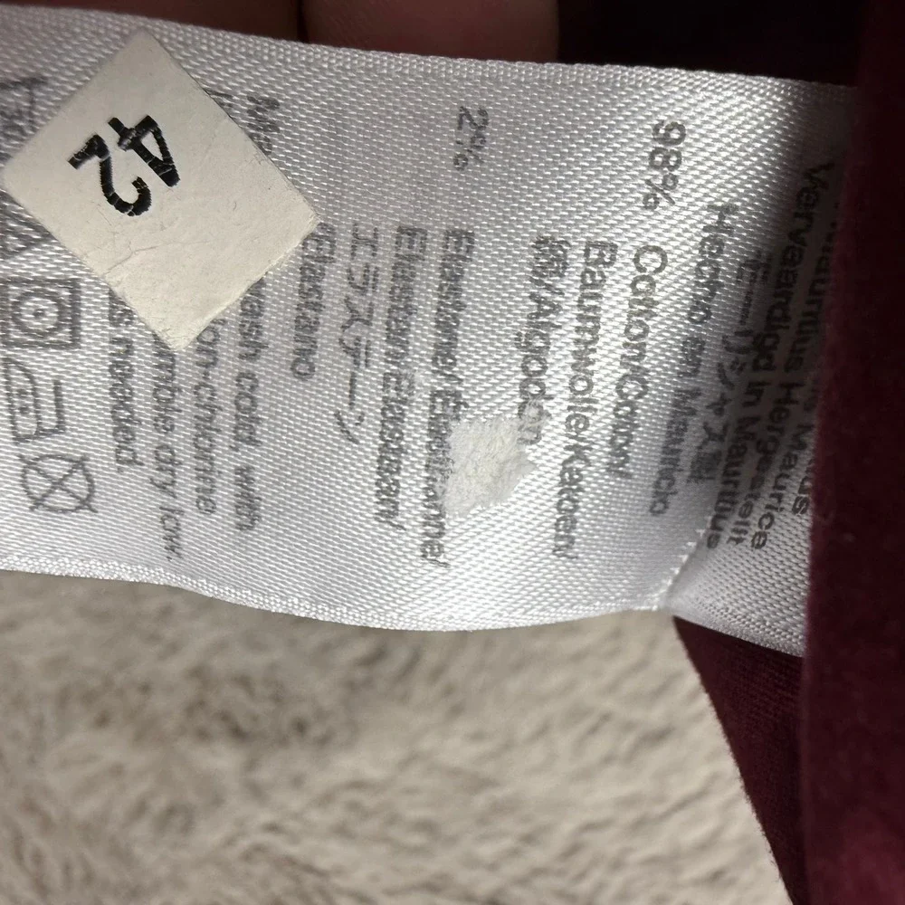 J. Crew Flex Washed Floral Button Down‎ Shirt Long Sleeve Casual Maroon Size 42